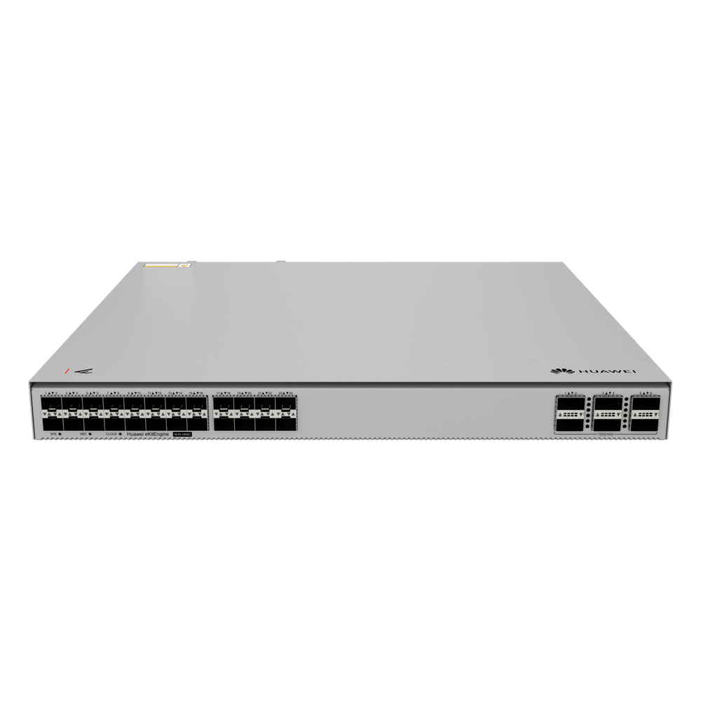Switch 10GE Core / 24 Puertos 10GE SFP+ / 6 Puertos 100GE QSFP28 / Switching 1680 Gbps / Forwarding 1250 Mpps / iStack / Gestión Cloud / SME