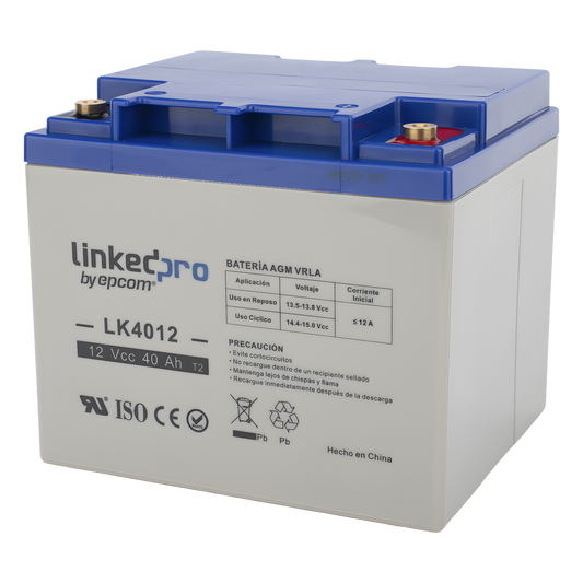 Batería de respaldo 12 V | 40 Ah | AGM | Especial para Seguridad Electrónica | UPS | Sistemas de Emergencia | Certificada UL | Vida útil 5 años | Terminales T2