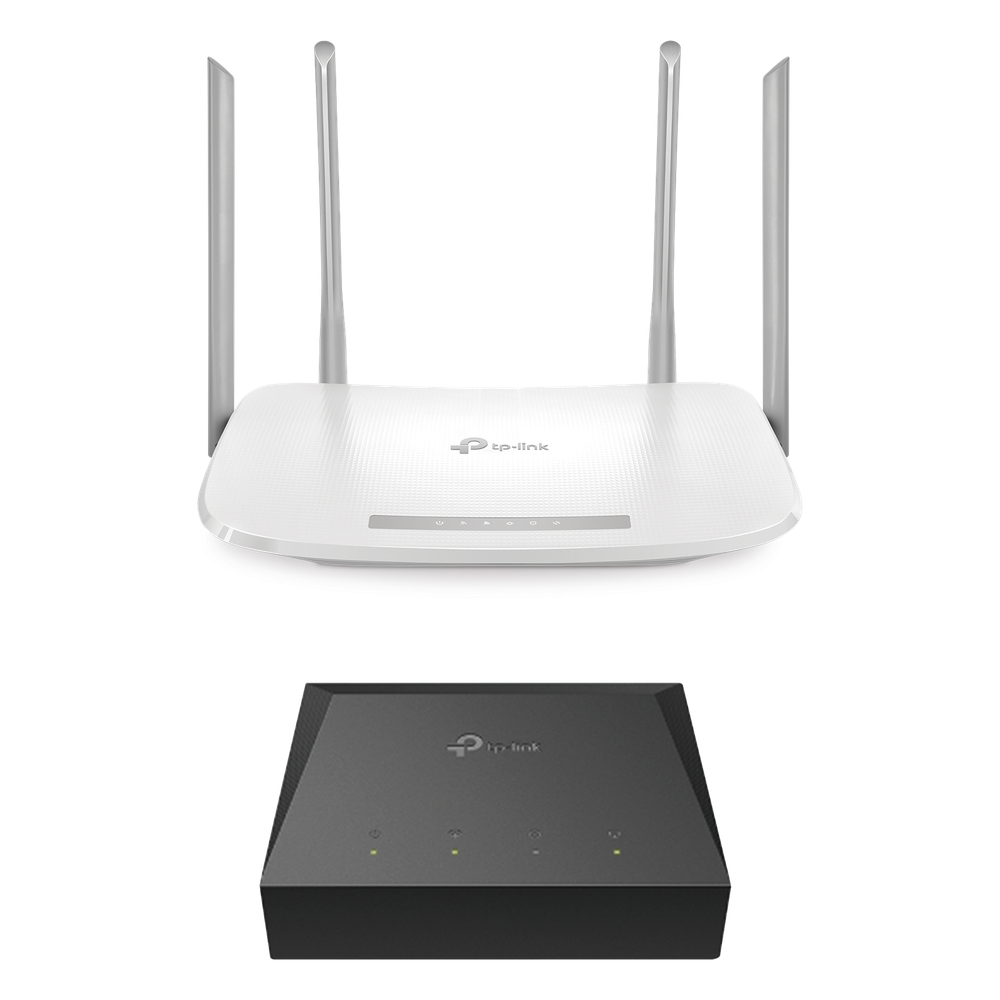 Kit de ONU Gigabit XZ000G3 con Router Router Inalámbrico ISP doble banda AC, Hasta 1167 Mbps, 4 antenas externas omnidireccional, Puertos Gigabit