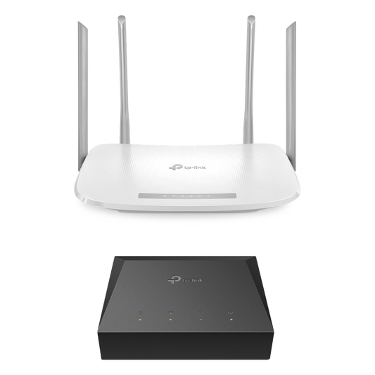 Kit de ONU Gigabit XZ000G3 con Router Router Inalámbrico ISP doble banda AC, Hasta 1167 Mbps, 4 antenas externas omnidireccional, Puertos Gigabit