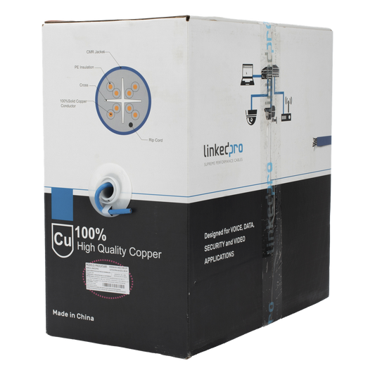 Bobina de Cable U/UTP Cat6A de 305 Metros (1000 Pies), Color Azul, CMR, Soporta 10G-BaseT para Transmisión de Frecuencias de hasta 500MHz, UL