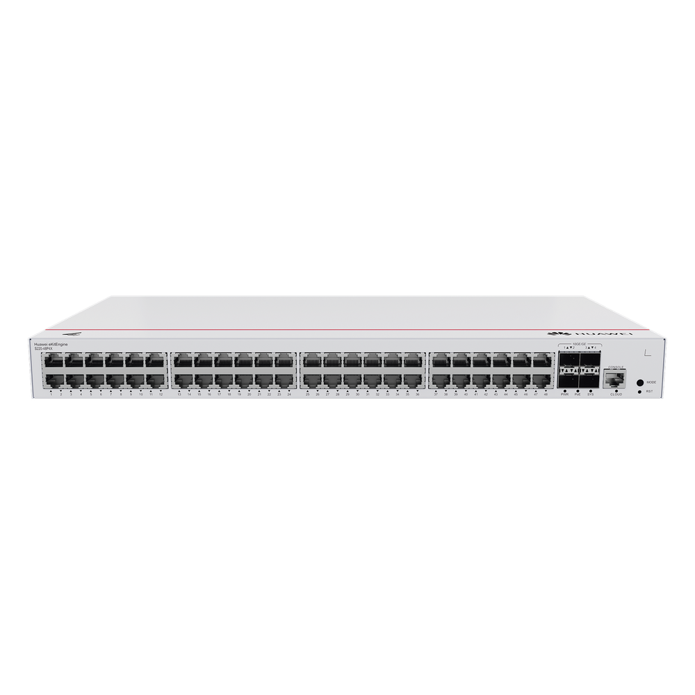 Switch de Acceso Gigabit Administrable PoE Capa 2 / 48 puertos 10/100/1000 Mbps (PoE) / 4 Puertos 10GE SFP+ Uplink / ERPS / IMGP Snooping / DHCP Snooping / PoE Perpetuo / 380W / Administración Nube Gratis