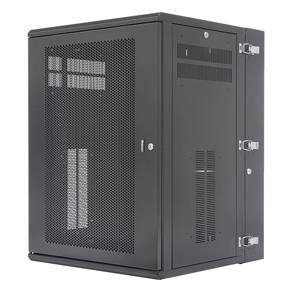 Gabinete PanZone de Montaje en Pared, de 19in, Puerta Ventilada, 18 UR, 635mm de Profundidad, Color Negro