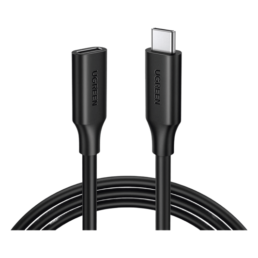 Cable USB-C Macho a USB-C Hembra | 1metro | USB-C 3.1 Gen 2 | Compatible con Thunderbolt 3 | TPE |  Transferencia de Datos 10 Gbps | Soporta hasta 100W para Carga Rápida |  Reversible.