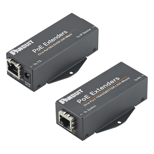 Kit de Extensor PoE/PoE+, Hasta 610 Metros (2000 ft) con Cable Cat5e o Cat6, 10/100Mbps, Incluye Transmisor, Receptor y Fuente de Alimentación