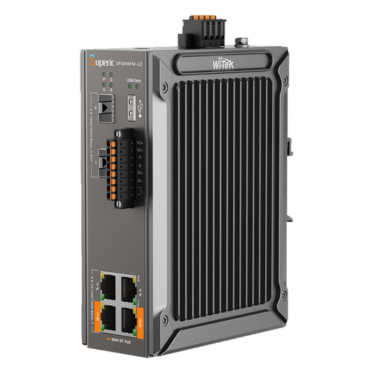 Switch Industrial Administrable / Gigabit con 2 Puertos PoE bt / 2 Puertos PoE af/at / 2 SFP 2.5Gbps / Soporta RS485 / Presupuesto PoE 120W