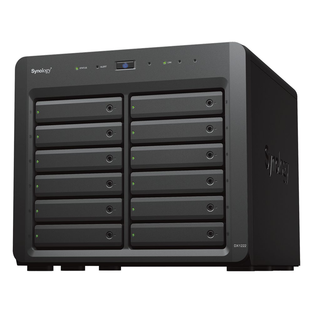 Unidad de Expansión Synology DX1222 | 12 Bahías para HDD/SSD SATA 3.5" o 2.5" | Intercambio en Caliente | Puerto Mini-SAS HD | Garantía de 5 Años.