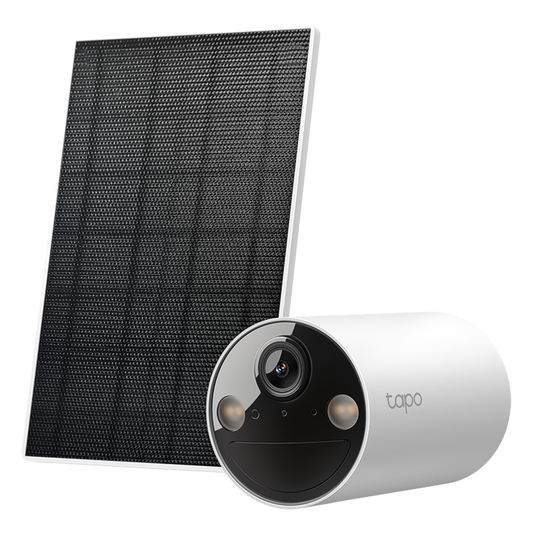 Kit Cámara Solar Tapo / 2K 3MP (2304×1296 px) / Visión Nocturna Color / Batería 6400 mAh 180 Días / IP65 / Panel Solar Integrado / Detección IA Personas / Audio Bidireccional