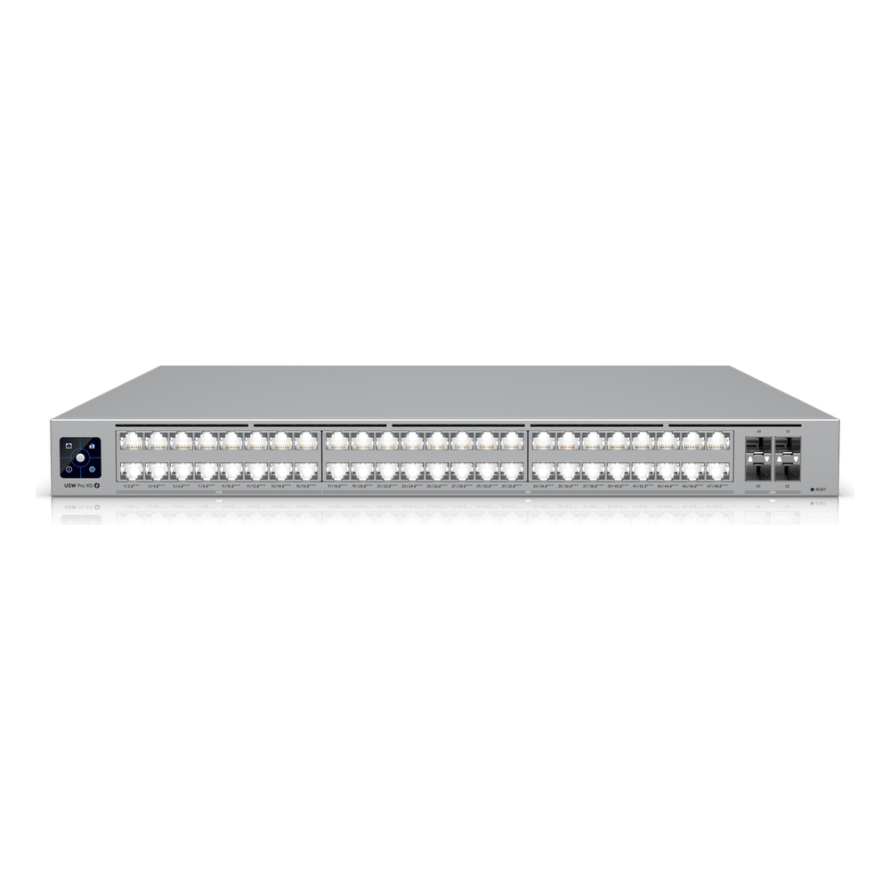 UniFi Switch USW-Pro-XG-48-PoE / Capa 3 / 48 puertos PoE+++ (32 × 10 GbE, 16 × 2,5 GbE) + 4 puertos SFP28 25 G / 1080 W PoE total