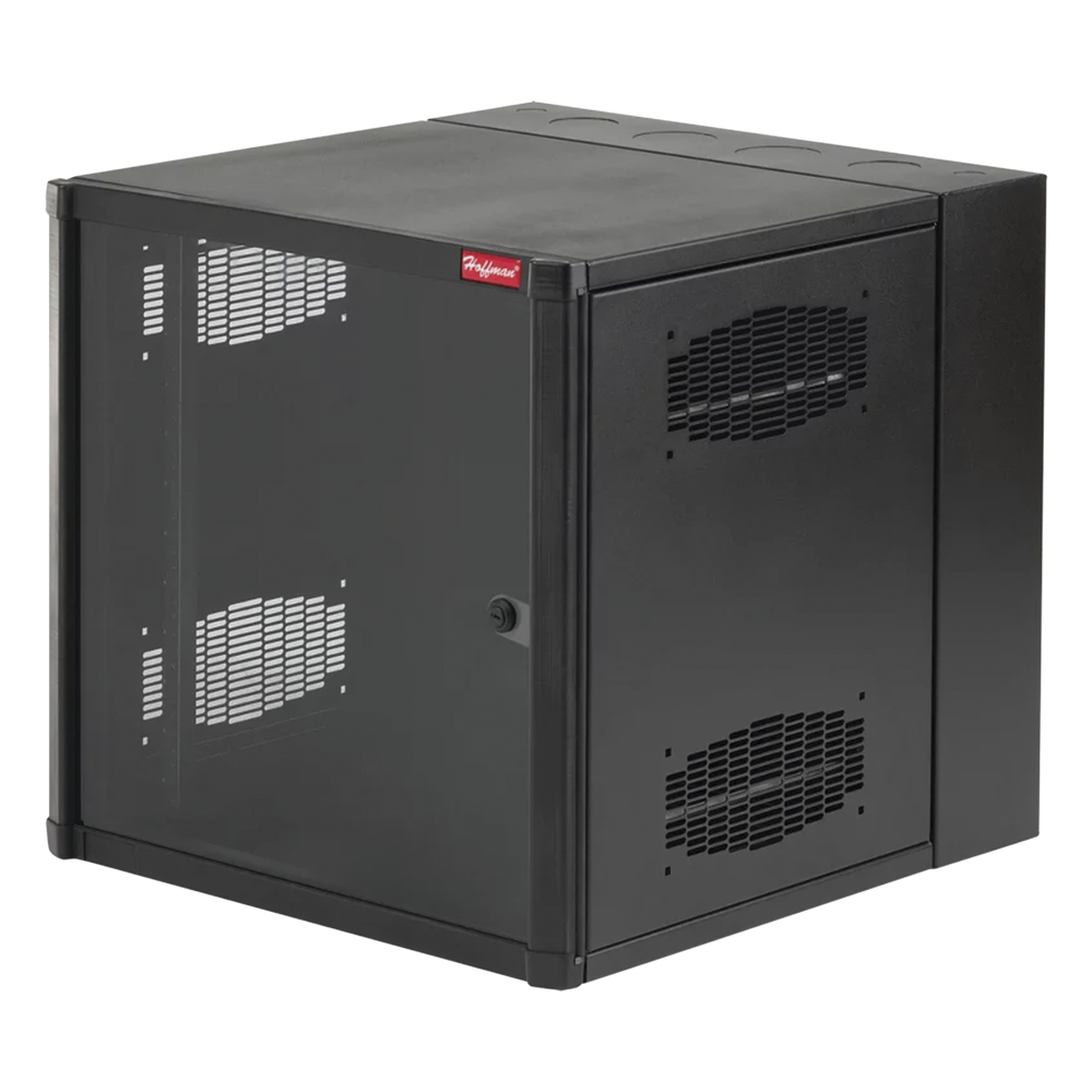 Gabinete AccessPlus de 19 UR Montaje en Pared de 19in, Rieles Numerados y Roscados #10-32, Puerta con Ventana de Seguridad, 600 mm de Ancho, 637 mm de Profundidad, Color Negro