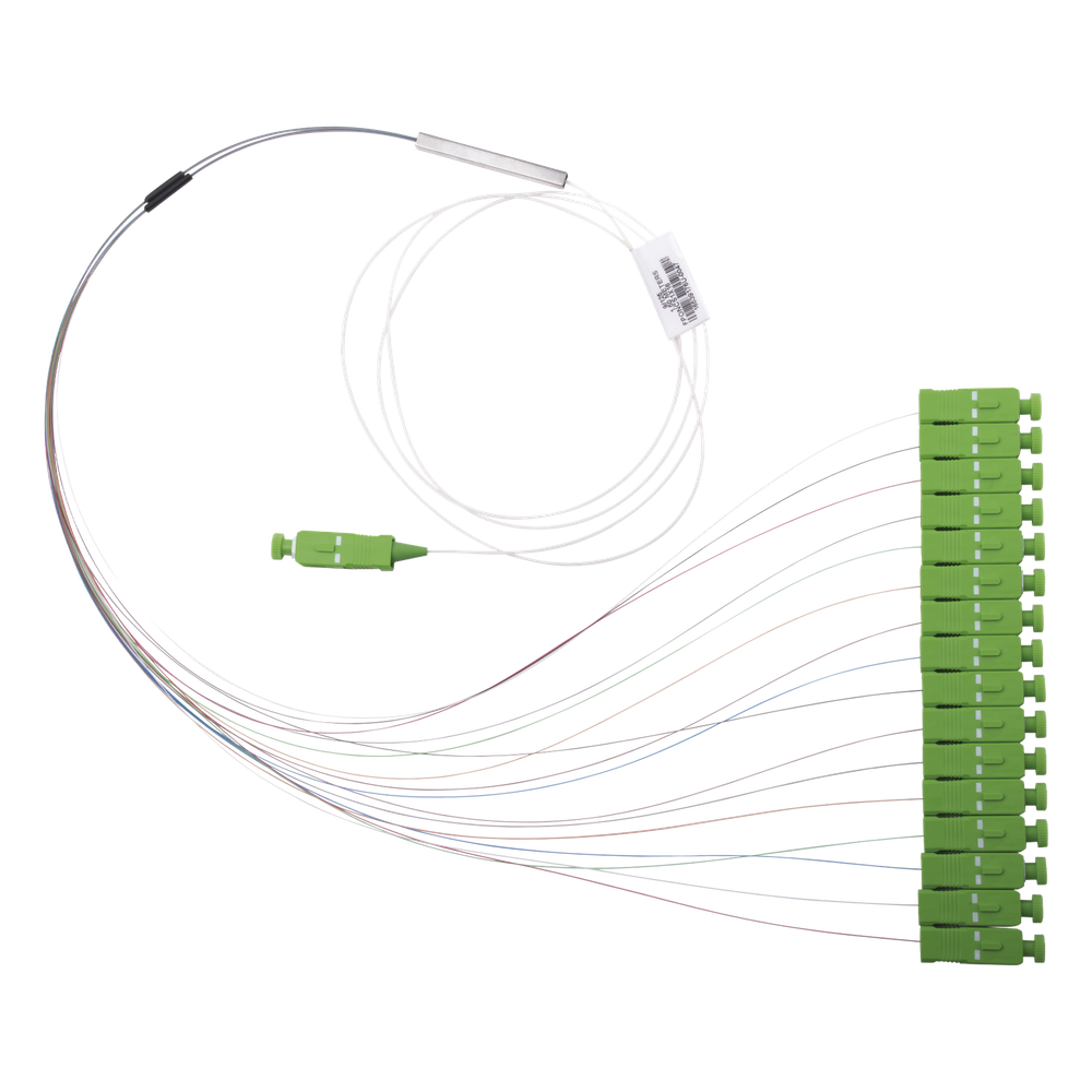 Divisor Óptico (Splitter) Tipo PLC, de 1x16, Con Conector de Entrada SC/APC y Conectores de Salida SC/APC