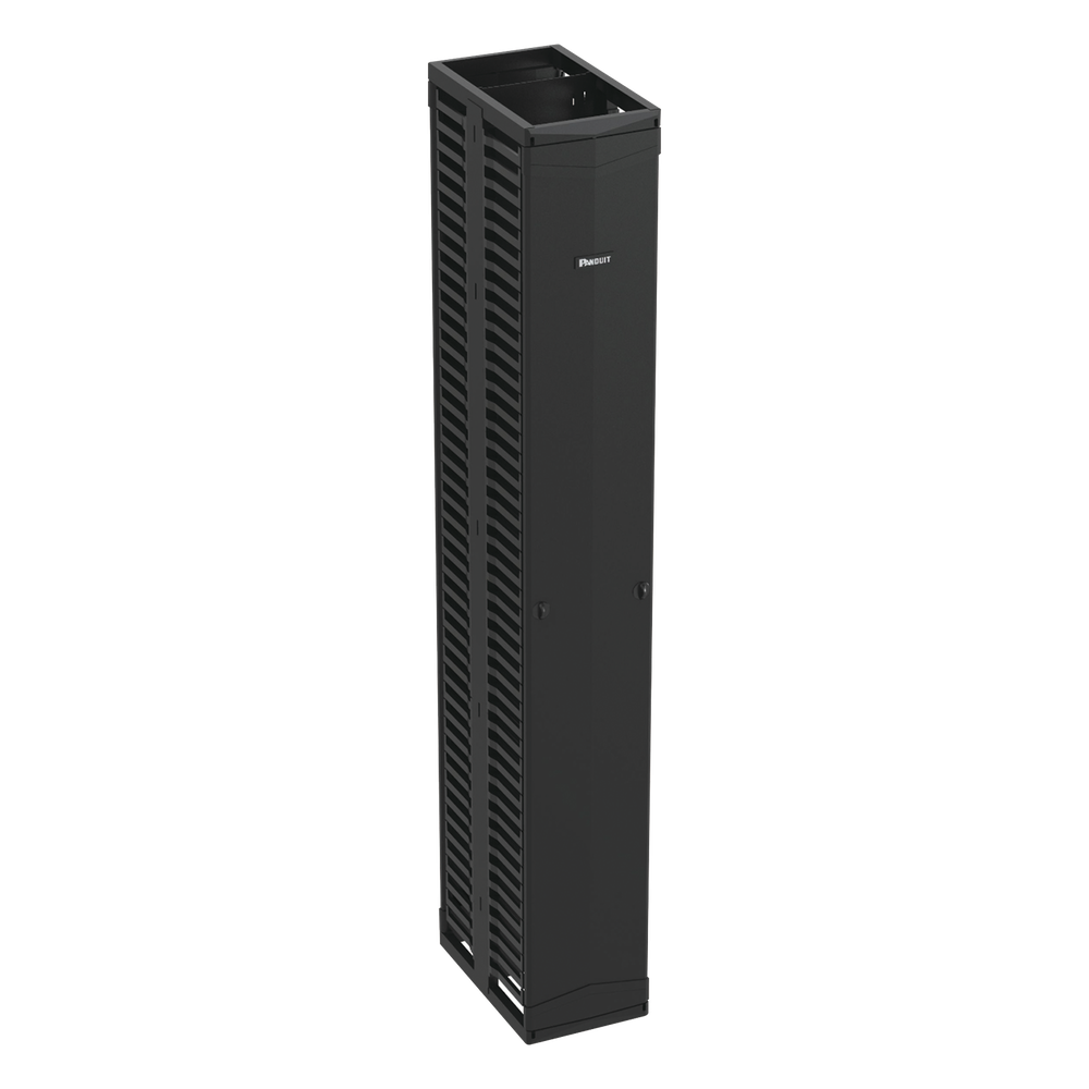 Organizador Vertical PatchRunner™, Doble (Frontal y Posterior), Para Rack Abierto de 45 Unidades, 12in de Ancho, Color Negro