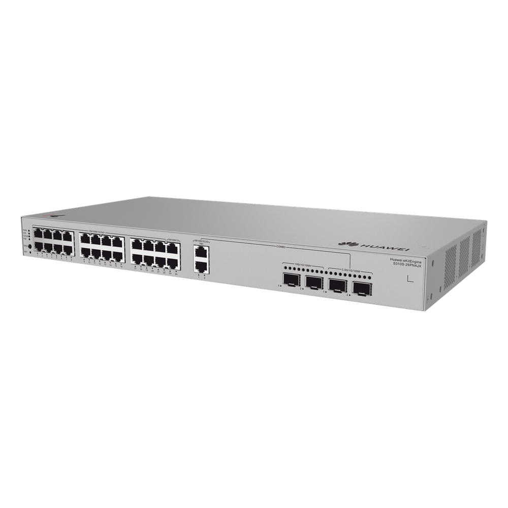 Switch Gigabit Administrable PoE Capa 3 / 24 Puertos 10/100/1000 Mbps (22 PoE) / 2 Puertos 2.5GE (PoE) combo 2 Puertos SFP 2.5GE /2 Puertos SFP+ 10GE / 400W / PoE Perpetuo / iStack / Administración Nube Gratis