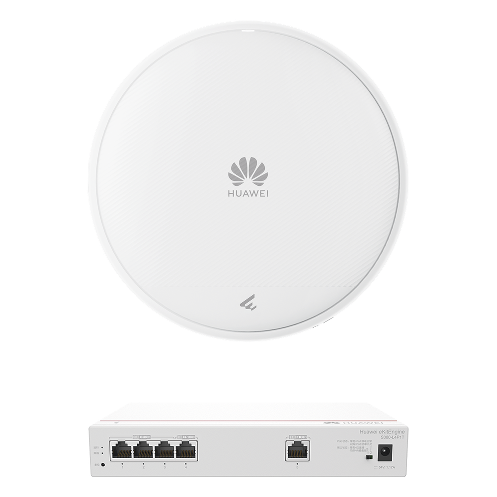 Kit de Router Multi-Servicio / 1 puerto 10/100/1000 Mbps(WAN) / 4 puertos 10/100/1000 Mbps(LAN) PoE / 50W + Punto de Acceso Wi-Fi 7 / 3.57 Gbps / MU-MIMO 2x2 (2.4GH y 5GHz) / Smart Antenna más cobertura / Instalación en techo y pared