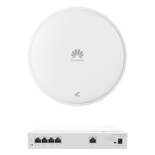 Kit de Router Multi-Servicio / 1 puerto 10/100/1000 Mbps(WAN) / 4 puertos 10/100/1000 Mbps(LAN) PoE / 50W + Punto de Acceso Wi-Fi 7 / 3.57 Gbps / MU-MIMO 2x2 (2.4GH y 5GHz) / Smart Antenna más cobertura / Instalación en techo y pared
