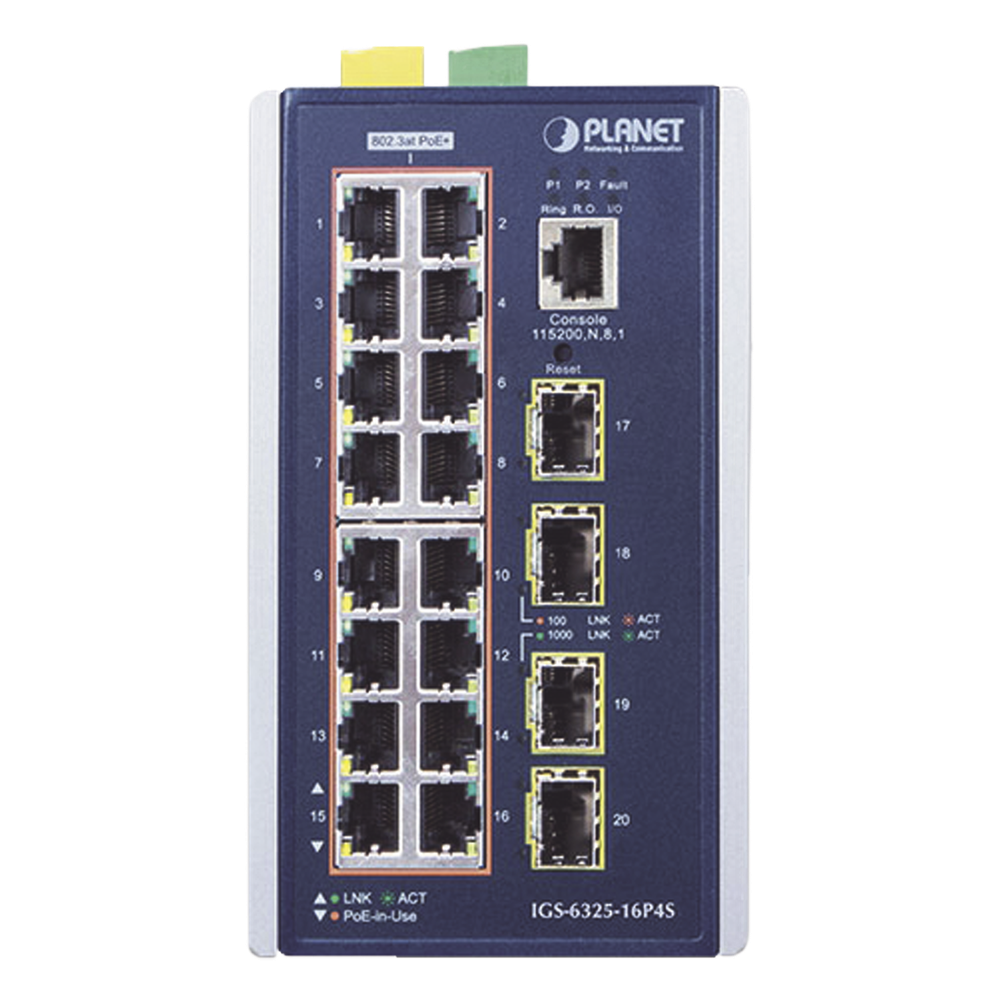 Switch Industrial Capa 3, 16 Puertos 10/100/1000T 802.3 AT POE +, 4 Puertos 1G / 2.5G SFP
