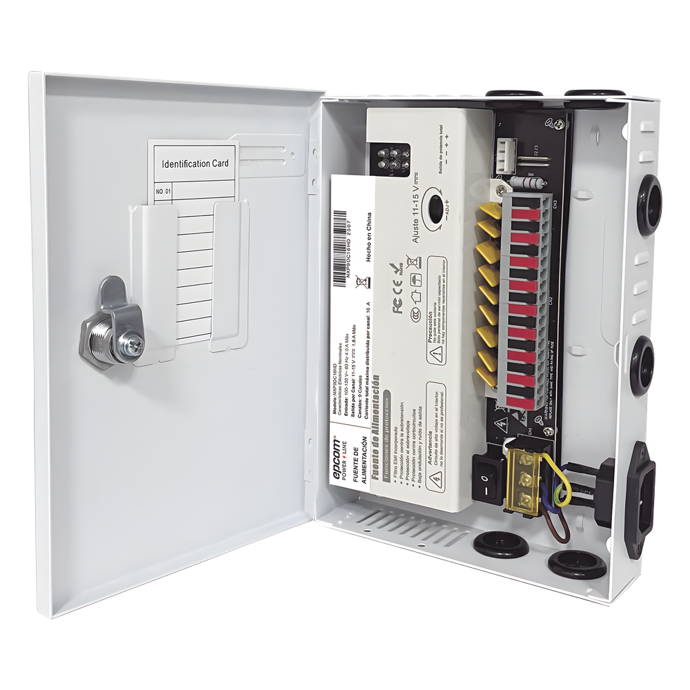 Fuente / 11-15 V / 9 canales / 16 A / Alta tecnología en seguridad / Doble ventilador / Hasta 1.8 Amperes por Salida / Filtro de ruido por canal / Diseño de alta gama.