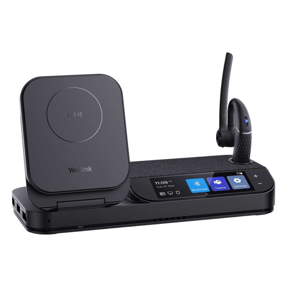 Auricular Bluetooth BH71 con Workstation de Yealink Con Pantalla Táctil de 3" con Cancelación de Ruido y Carga Inalámbrica para Smartphone