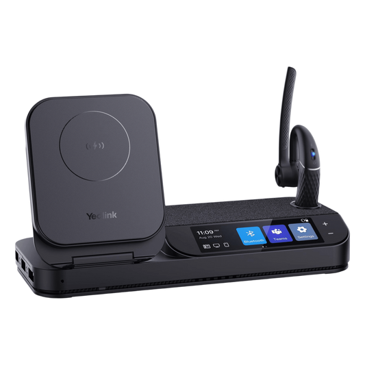 Auricular Bluetooth BH71 con Workstation de Yealink Con Pantalla Táctil de 3" con Cancelación de Ruido y Carga Inalámbrica para Smartphone