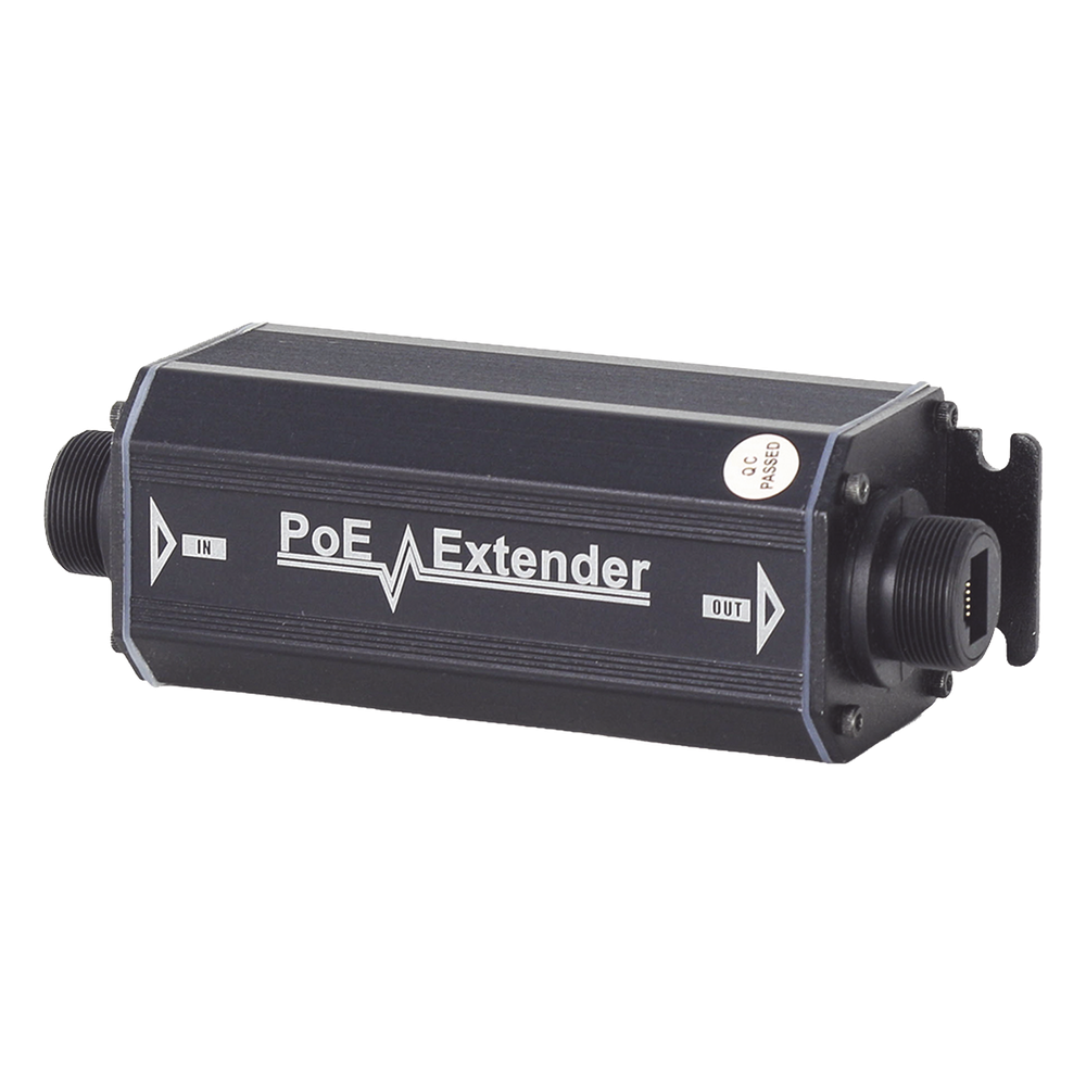 Extensor PoE / 100 Metros / Intemperie (IP66) /  60 Watts / 1 Puerto de Entrada  / 1 Puerto de Salida PoE / No requiere alimentación.