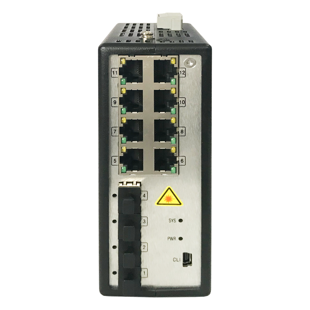 Switch Gigabit PoE+ / Industrial / Administrable / 8 Puertos Gigabit PoE+ (30 W) / 4 Puertos SFP / 250 W Total / 48 a 57 VCD / Ideal para Proyectos