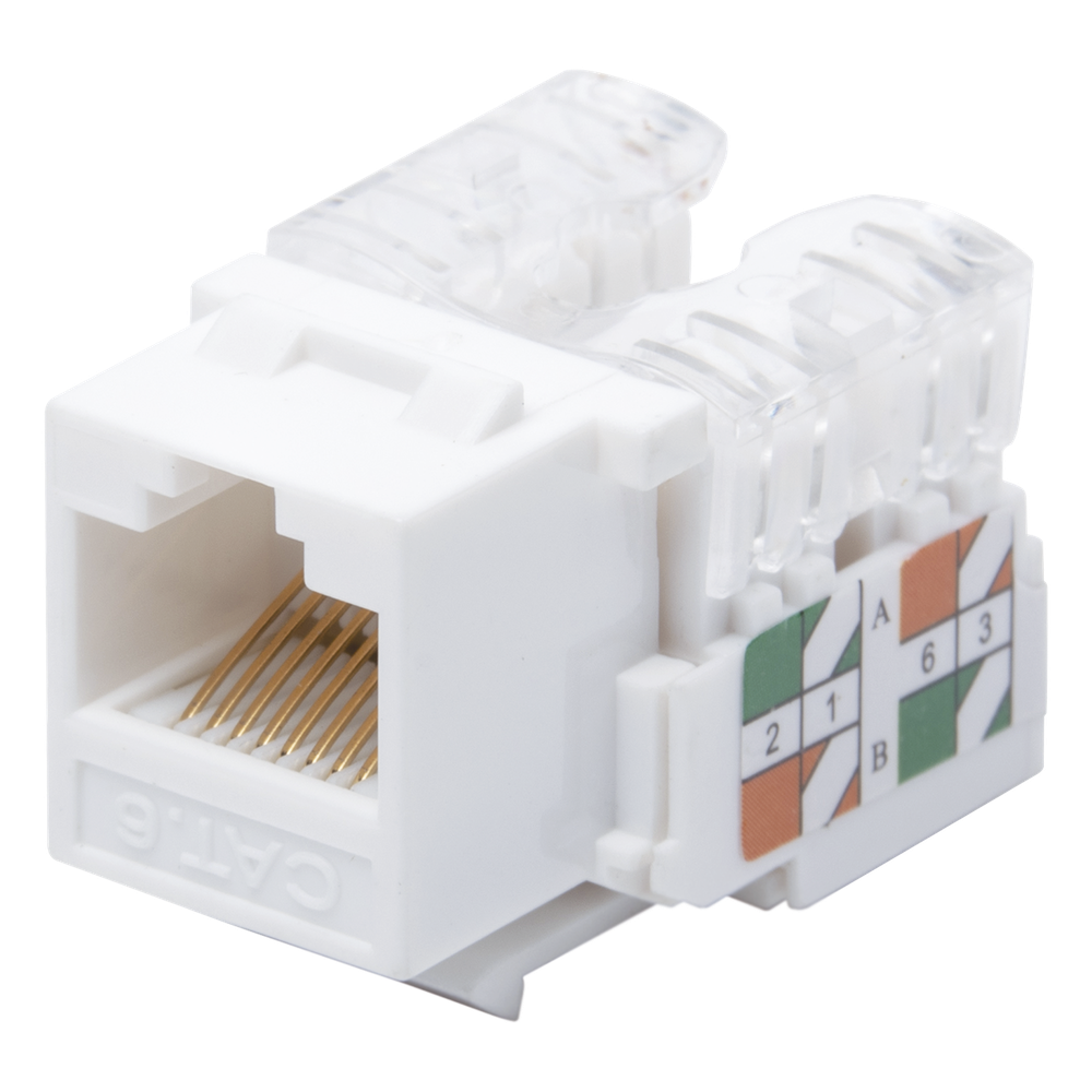 Módulo Jack Keystone Cat6 con Terminación 110 (Punchdown) para Faceplate - Color Blanco