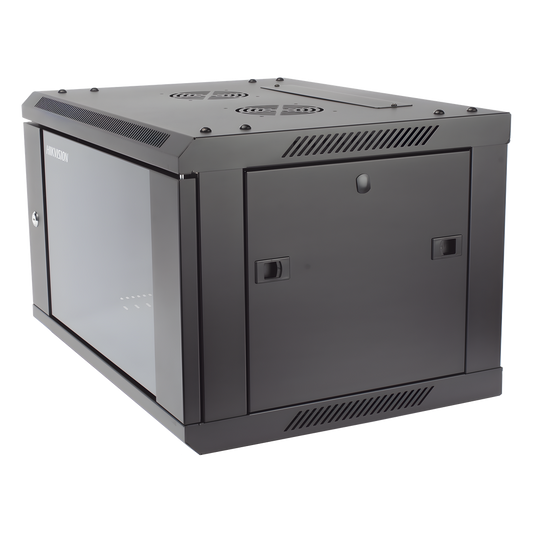 Gabinete para Montaje en Pared - Piso / Puerta de Cristal Templado / Cuerpo Fijo / 6 Unidades de Rack / 19" / Fabricado en Acero