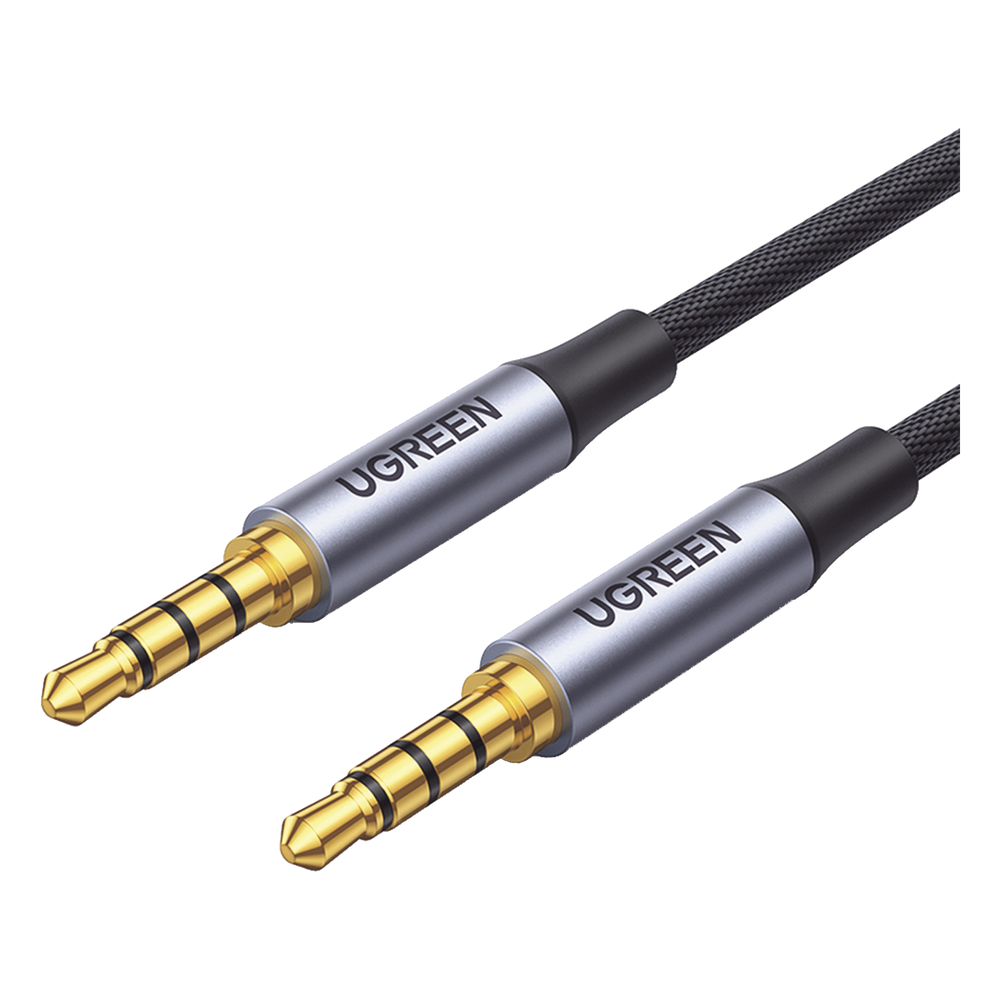 Cable Auxiliar de 3.5mm / Cable Audio Estéreo / Núcleo de Alambre de Cobre Esmaltado / Carcasa de Aluminio Azul + Nylon Trenzado /  Soporta Micrófono / 2 Metros