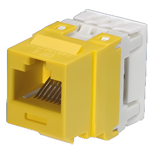Conector Jack Estilo 110 (de Impacto), Tipo Keystone, Categoría 6, de 8 Posiciones y 8 Cables, Color Amarillo