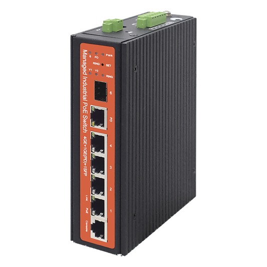 Switch industrial de 4 puertos Gigabit PoE (pasivo 24V / 802.3af/at/bt)