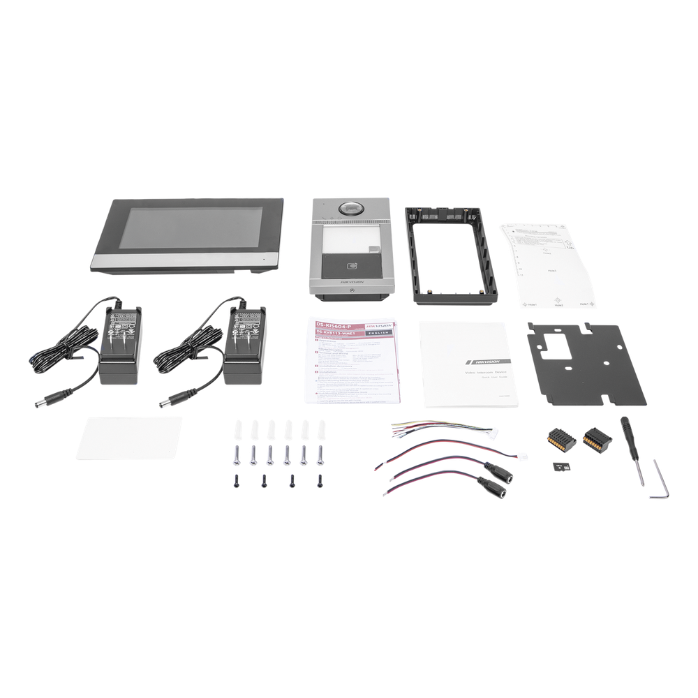 Kit de Videoportero IP PoE Estandar con llamada a App de Smartphone (Hik-Connect) / Apertura con Tarjeta MIFARE / Frente de calle IK08 & IP65 / Soporta 2 puertas