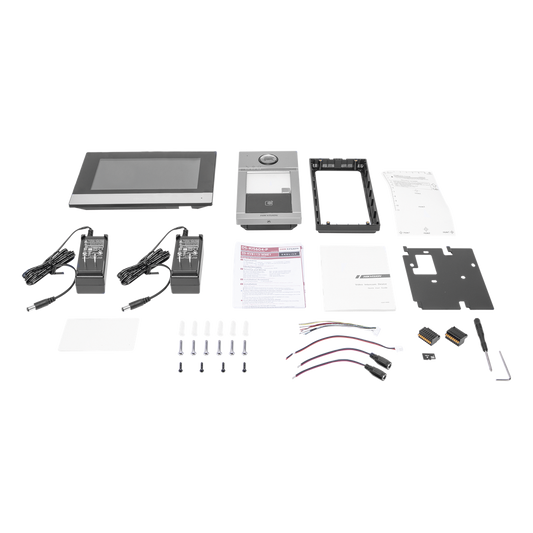 Kit de Videoportero IP PoE Estandar con llamada a App de Smartphone (Hik-Connect) / Apertura con Tarjeta MIFARE / Frente de calle IK08 & IP65 / Soporta 2 puertas