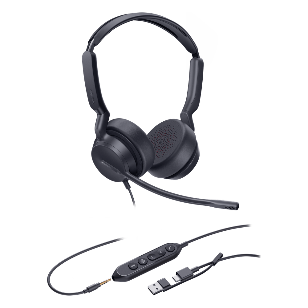 Diadema Alámbrica UH42 SE Dual de Yealink Certificada para Microsoft Teams con USB-C/A