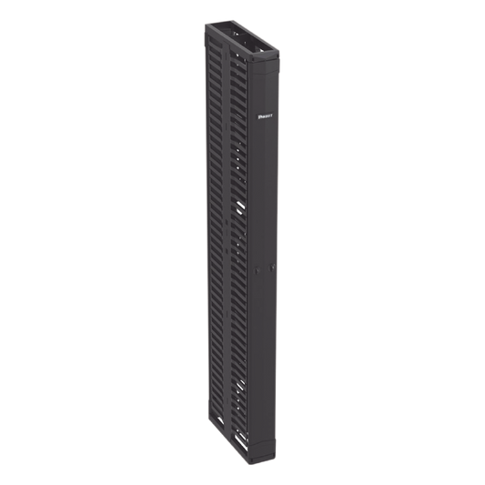 Organizador Vertical PatchRunner™, Doble (Frontal y Posterior), Para Rack Abierto de 45 Unidades, 6in de Ancho, Color Negro