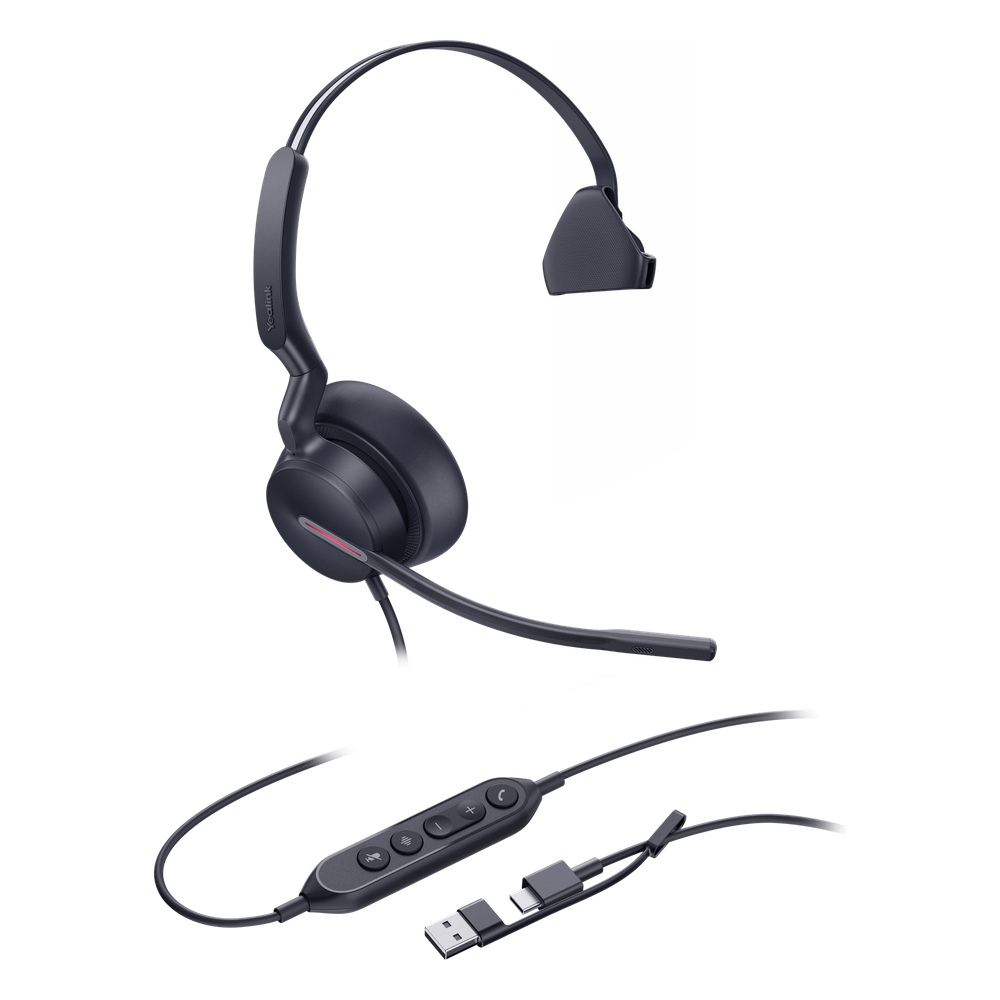 Diadema Alámbrica Yealink UH46 Mono USB-C/A Certificada con Microsoft Teams