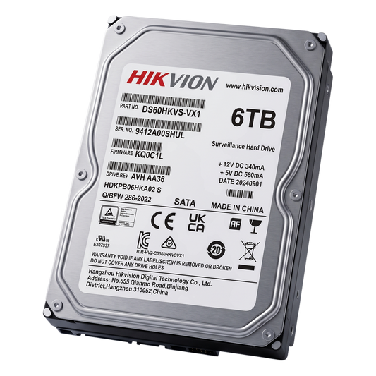 Disco Duro para Videovigilancia / 6 TB / SATA 6.0 Gb/s / 5400 RPM / 256 MB Buffer / Soporta 64 Cámaras HD / Operación 24/7 / 180 TB/Año / MTTF 1M Horas