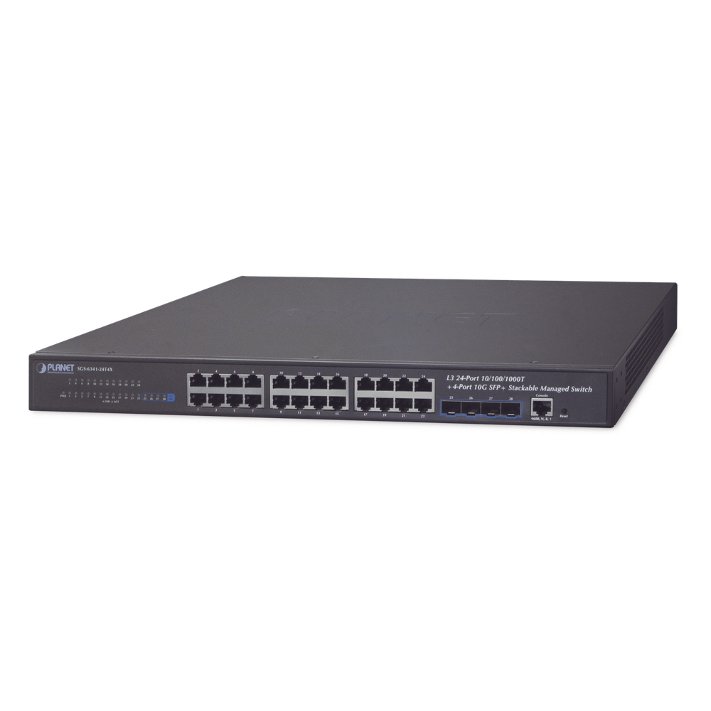 Switch Administrable Capa 3, 24-Puertos 10/100/1000T + 4-Puertos 10G SFP+, Apilable