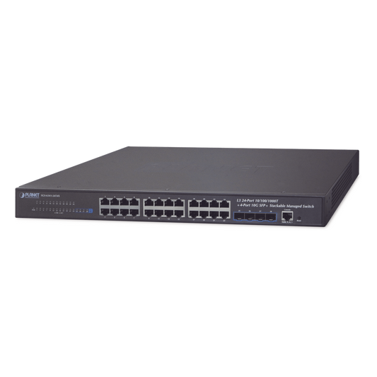 Switch Administrable Capa 3, 24-Puertos 10/100/1000T + 4-Puertos 10G SFP+, Apilable