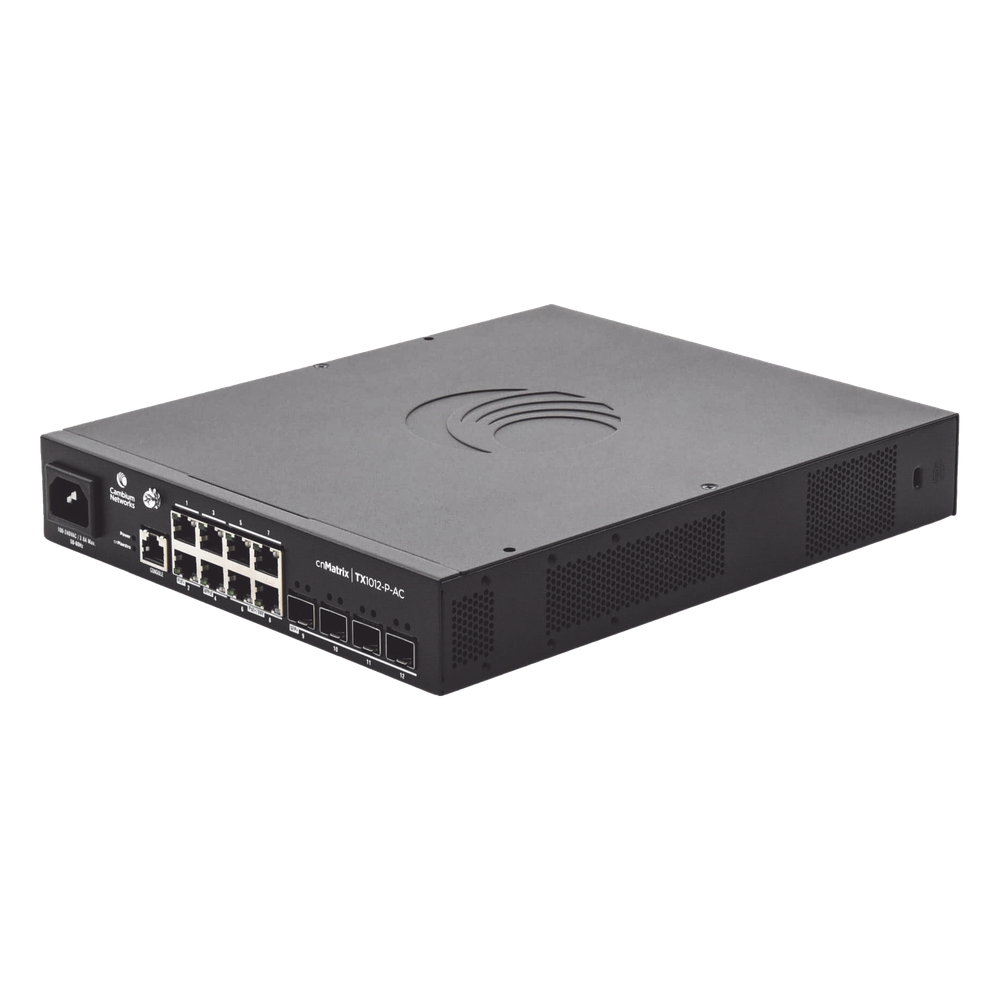 Switch cnMatrix TX1012-AC-P PoE Ideal para WISP  / 8 Puertos Gigabit PoE + 4 SFP+ / PoE Budget 200W /Capa 2 y Capa 3 / Gestión Gratuita Desde la Nube