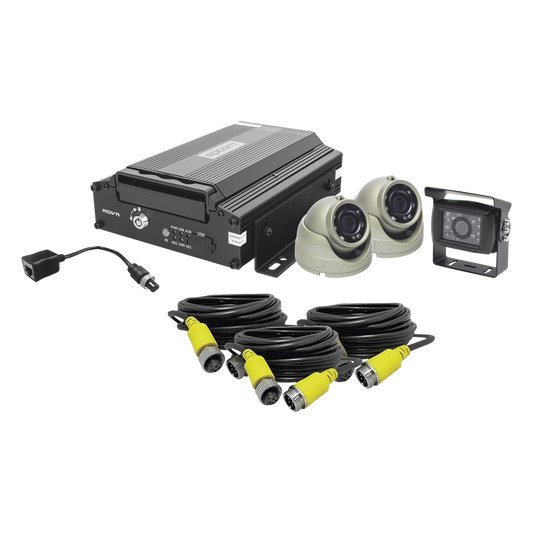 KIT DVR PARA VEHICULO /  INCLUYE /  CÁMARAS PARA INTERIOR /  CÁMARA PARA EXTERIOR, / 2MP AHD /  CABLES EXTENSORES / ADAPTADOR LAN.