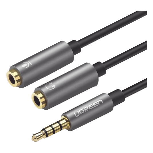 Cable Divisor en Y / De 3.5 mm Macho a Dos Salidas de 3.5 mm Hembra / CTIA, TRS / Núcleo de Cobre / TPE /  Longitud 20 cm / Ideal para Separar el Micrófono de los Auriculares