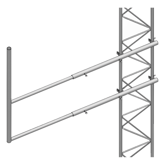 Brazo tipo "F" para tramos STZ-45G, galvanizado por inmersión caliente.
