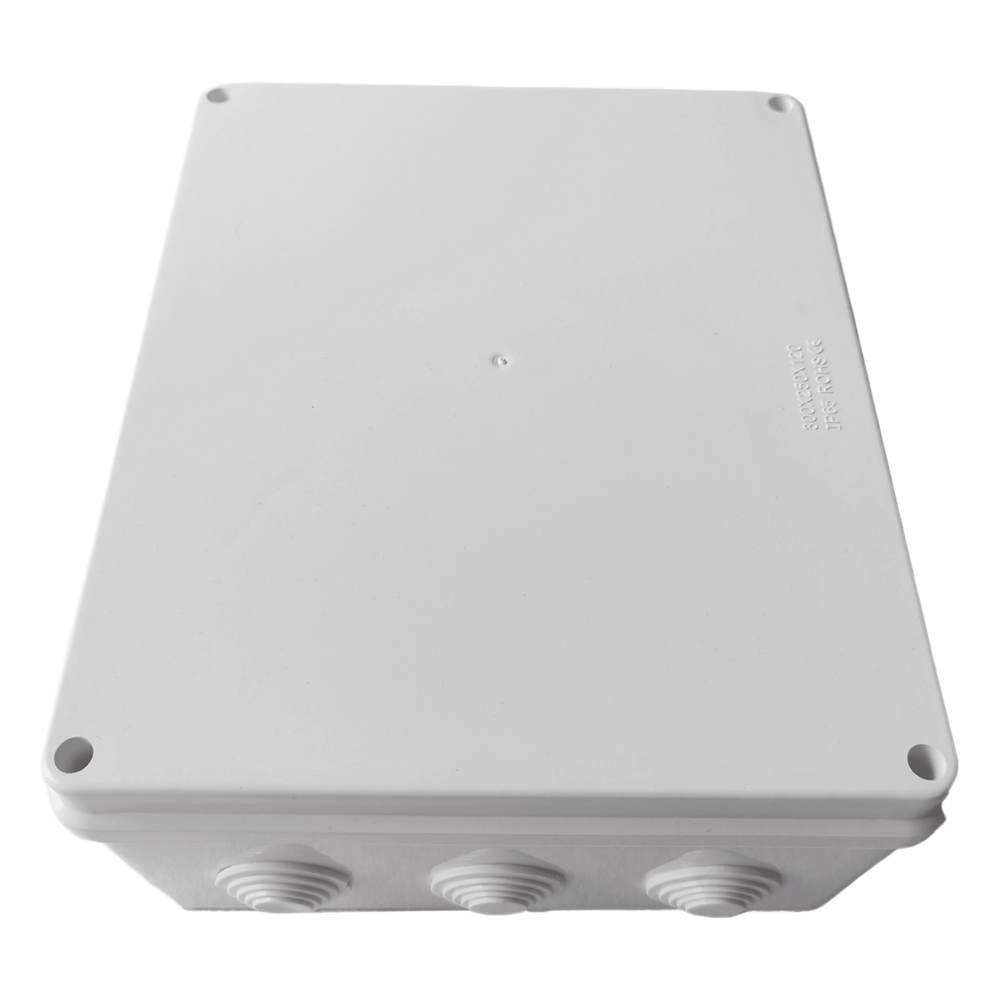 Caja de Derivación-Conexión para Exterior IP65 con 12 Entradas / 300 x 250 x 120 mm / Sellado Seguro con Empaque + 4 Tornillos / Resiste Agua, Polvo y Sol Directo