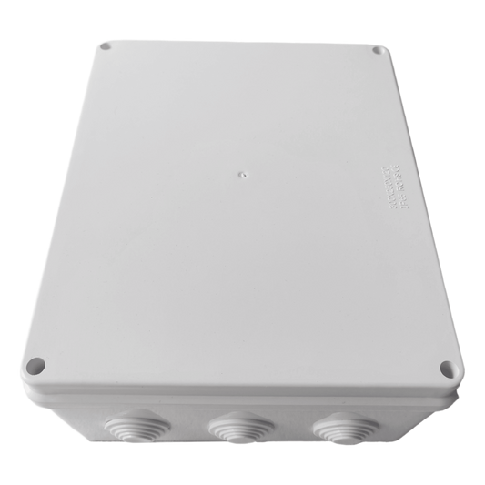 Caja de Derivación-Conexión para Exterior IP65 con 12 Entradas / 300 x 250 x 120 mm / Sellado Seguro con Empaque + 4 Tornillos / Resiste Agua, Polvo y Sol Directo