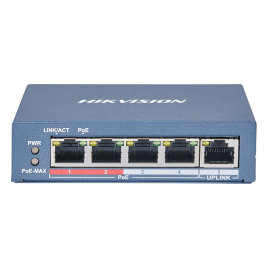 Switch PoE / 250 Metros PoE LARGA DISTANCIA / 4 Puertos 802.3at (30 W) 10/100 Mbps + 1 Puerto Uplink (10 / 100 Mbps)