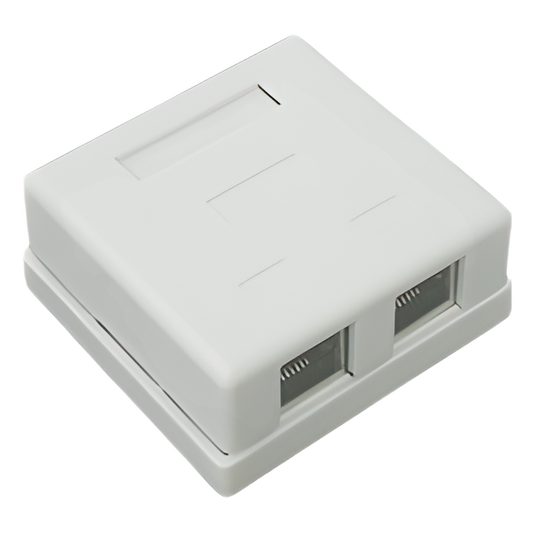 Caja de Pared con 2 Puertos, Incluye 2 Jacks STP Cat5e Keystone