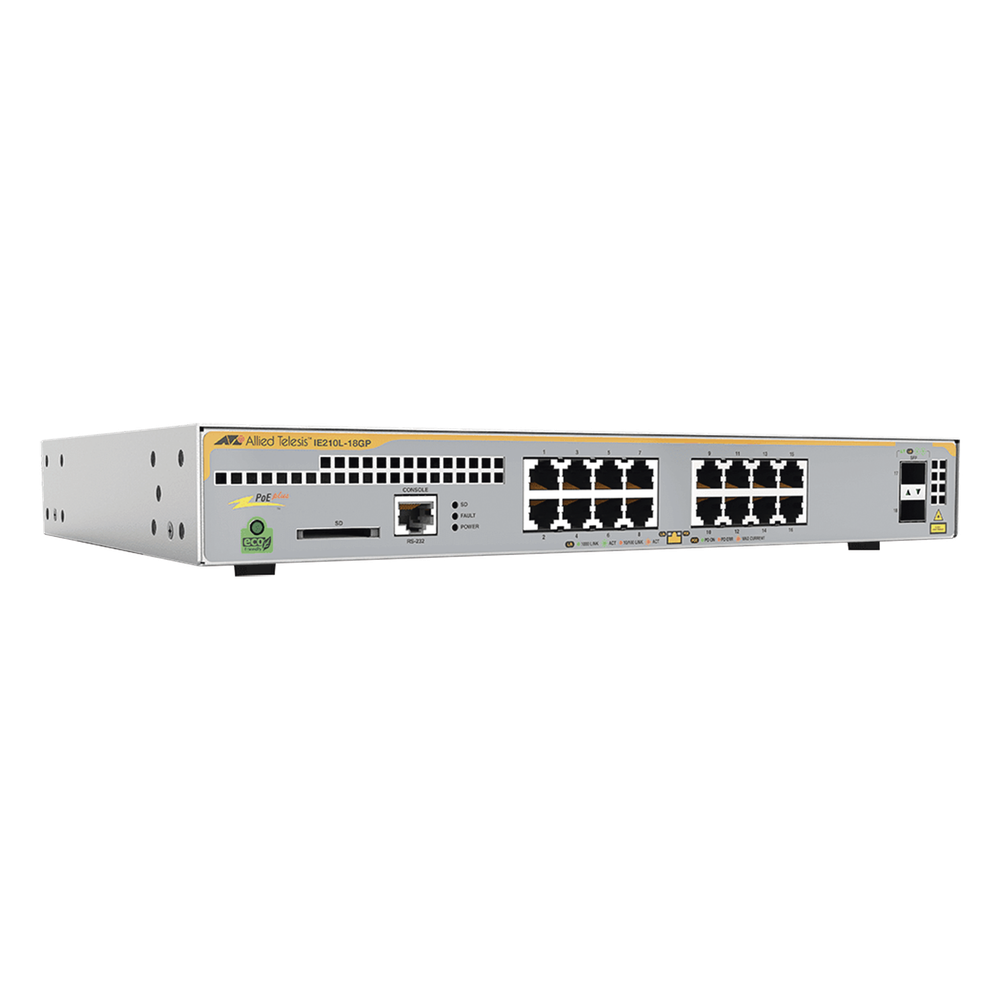 Switch Industrial-Lite PoE+ administrable capa 2 de 16 Puertos 10/100/1000 Mbps + 2 puertos SFP, 247 W