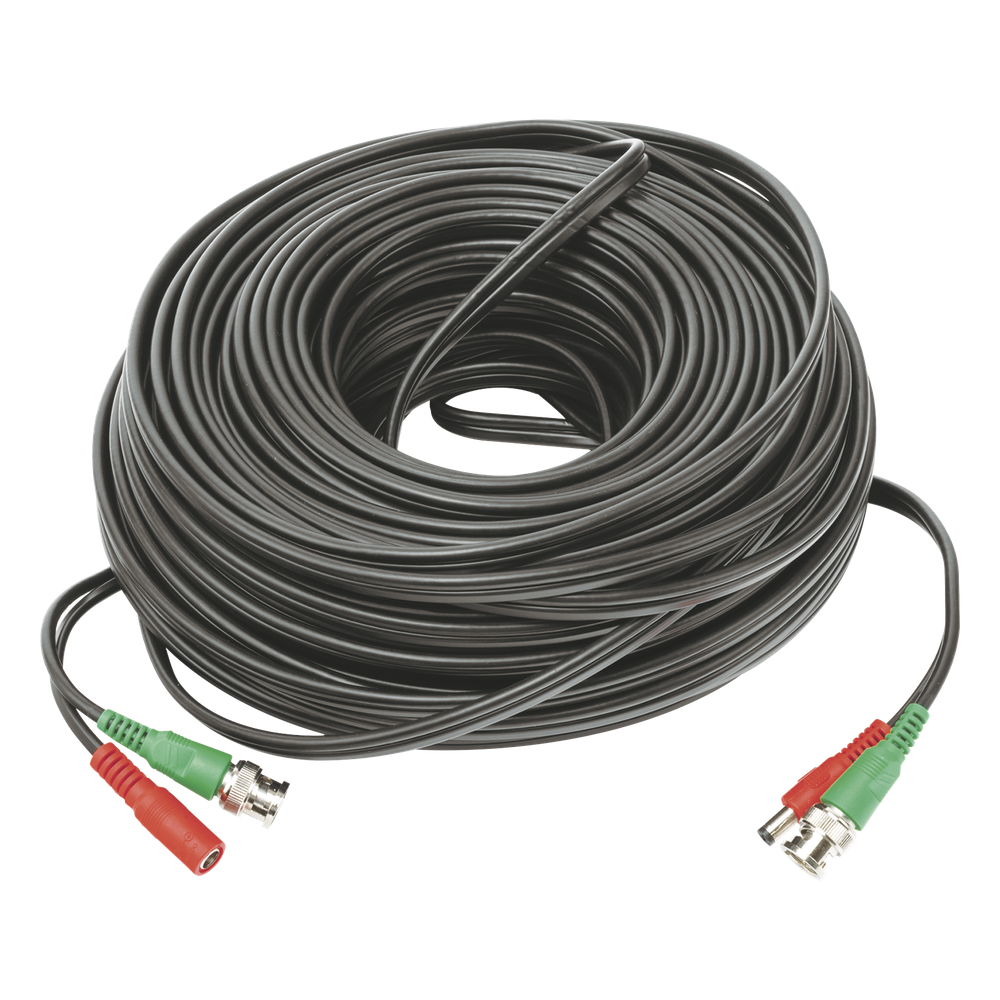 Cable Coaxial (BNC RG59) + Alimentación / SIAMES / 50 Metros (164 Pies) / 100% COBRE / Para Cámaras 4K / Uso Interior y Exterior