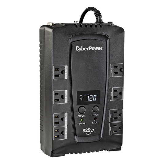 UPS de 825 VA/450 W, Topología Línea Interactiva, Entrada 120 Vca NEMA 5-15P, Tipo Gabinete Compacto, Con 8 Tomas NEMA 5-15R