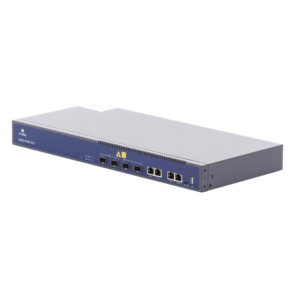 OLT Dual de 2 Puertos XGSPON/GPON / 4 Puertos Uplink (2 Puerto Gigabit RJ45 + 2 Puertos SFP/SFP+) / Hasta 512 ONUs